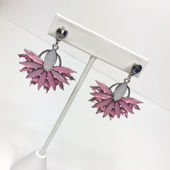 Boho Pink Gray White Women’s Earrings Boutique Gift NEW - Picture 4 of 5